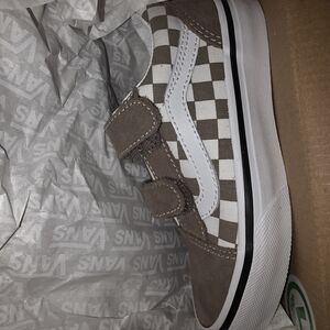 Vans Kids Brown and White Checkered Sneakers